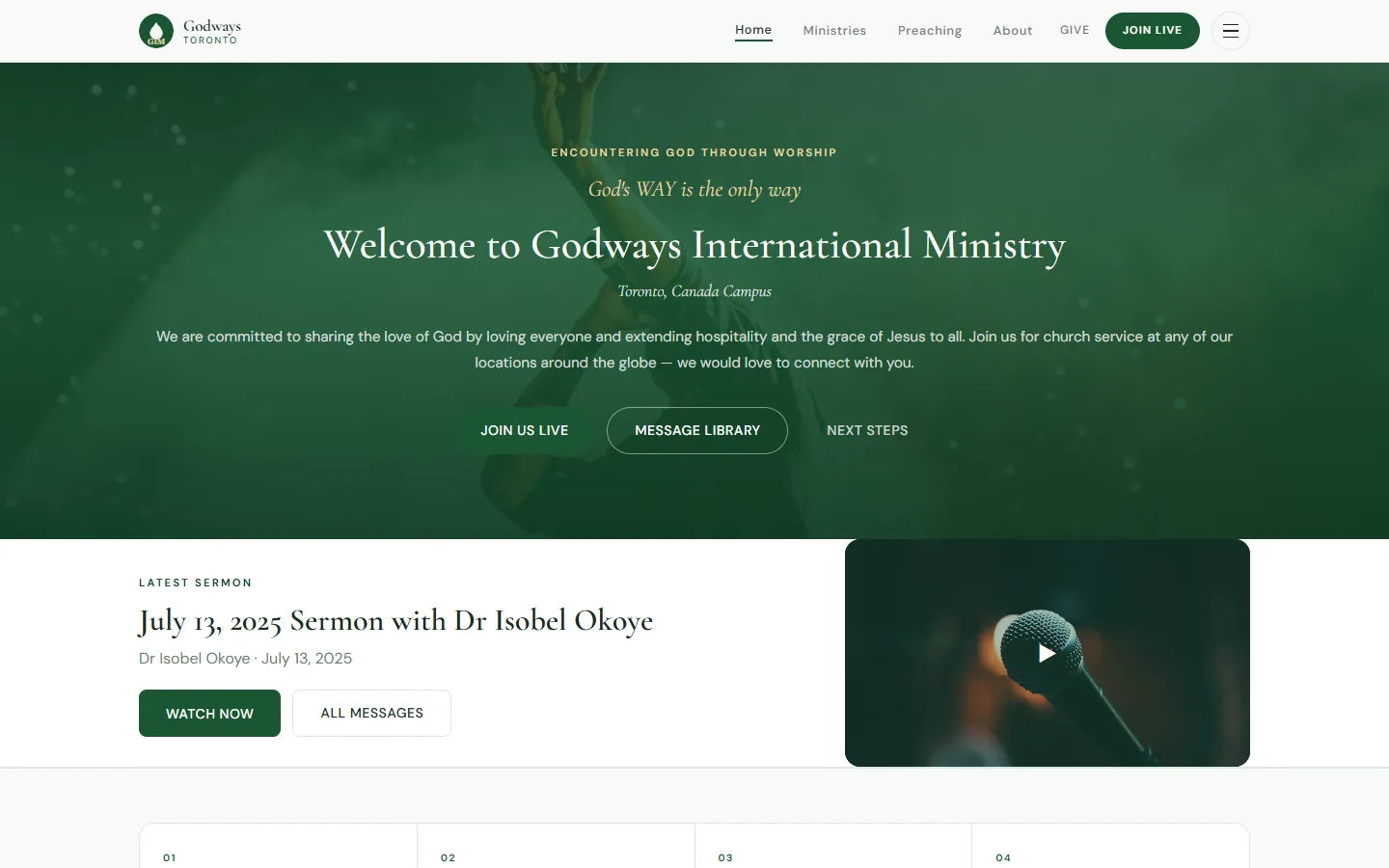 Godways Ministry, screen 1